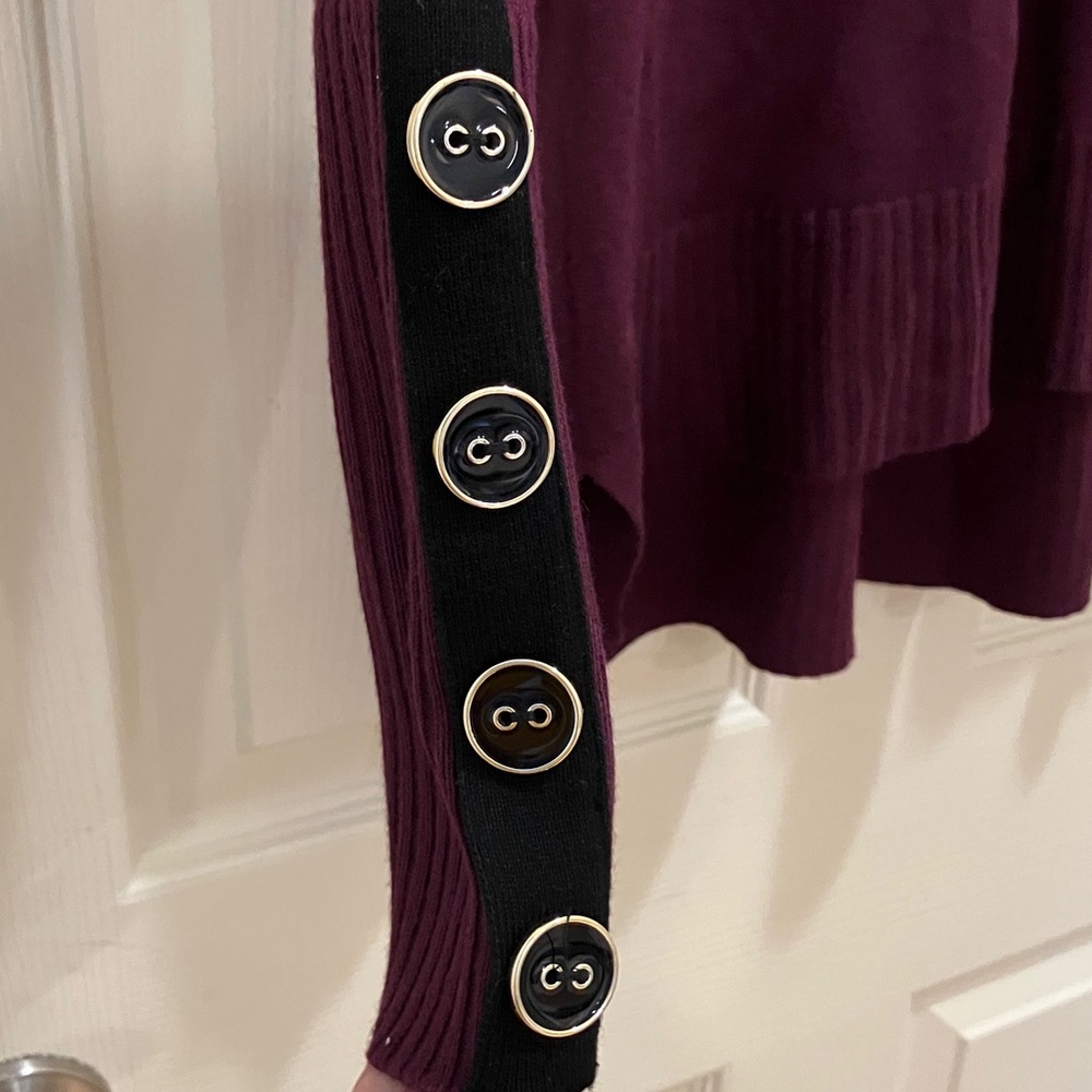 Melissa Paige Cowl Neck Knit Sweater L Button Sleeve Purple Plum Wine - Picture 4 of 5